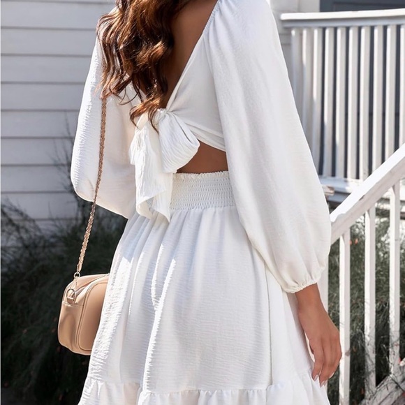 White Tie Back Dress - Picture 4 of 4